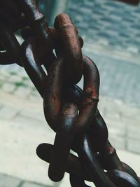 Close-up of rusty chain