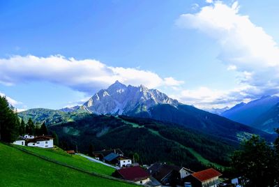 Scenic view of mountains against sky