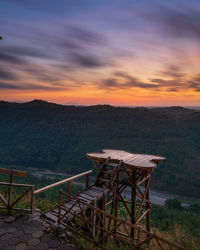 Scenic view of mountains against sky during sunset