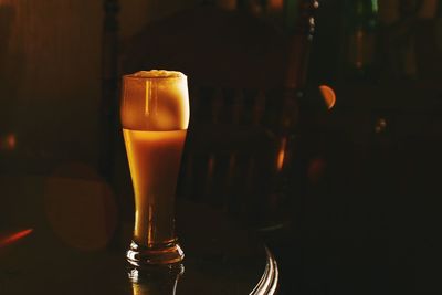 Beer glass on table