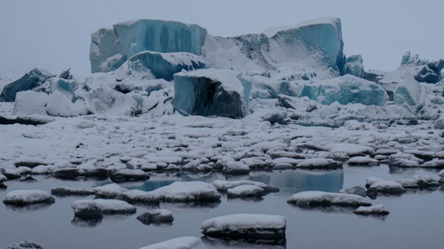 Scenic view of frozen lake against sky