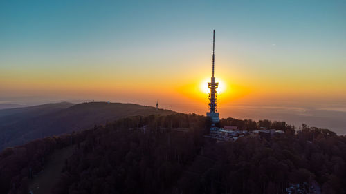 Scenic view of mountains against sky during sunset