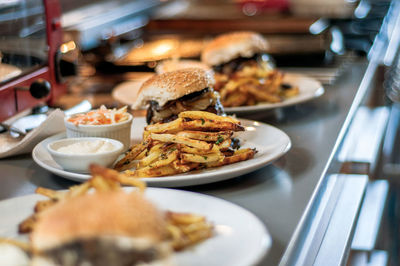 Close-up of food on table in restaurant