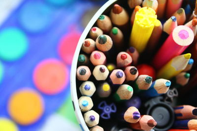 Close-up of multi colored pencils