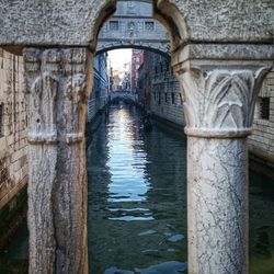 Reflection of bridge in water