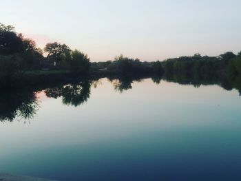 Scenic view of lake against clear sky