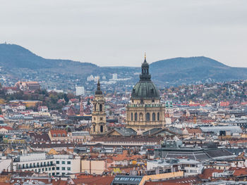 Budapest, hungary - areal view for this famous capital city with famous places from drone view