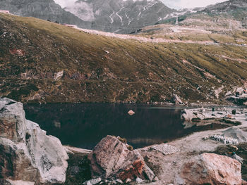 Scenic view of lake and mountains