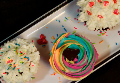 High angle view of cake on table