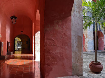 The red cloister of the ex-convento san bernadino de siena in valladolid, mexico