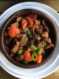 High angle view of meal served in plate