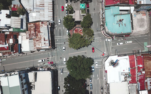 High angle view of buildings in city