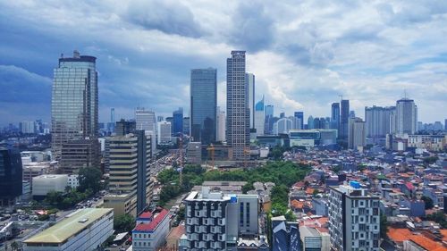 High angle view of city