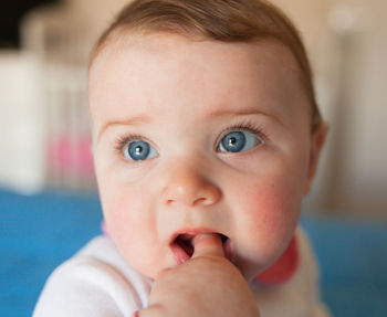 Cute baby girl at home