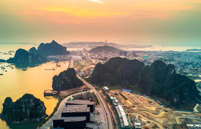 High angle view of bridge over sea