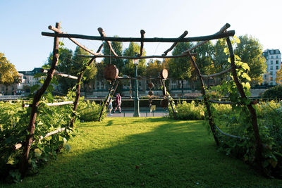 People in park against clear sky