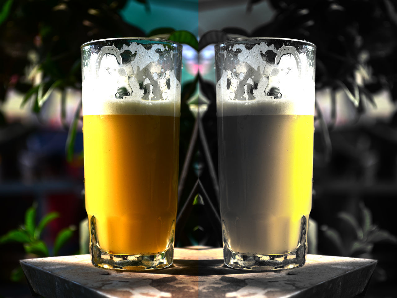 CLOSE-UP OF BEER ON GLASS