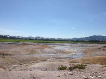 Scenic view of lake against clear sky