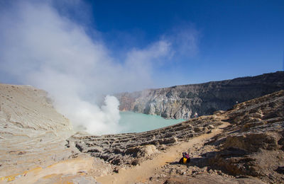 Ijen crater landscape from the crater, banyuwangi regency of east java, indonesia