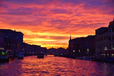 View of buildings at sunset