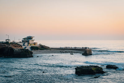 Scenic view of sea against sky during sunset