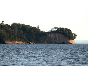 Scenic view of sea against clear sky