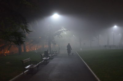 People walking on road at night