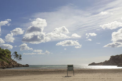 Scenic view of beach against sky