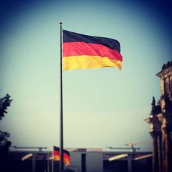 Low angle view of american flag