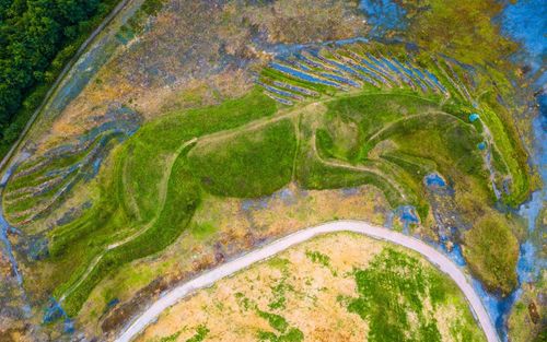 High angle view of golf course