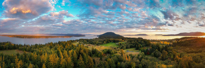 Panoramic view of landscape against sky during sunset