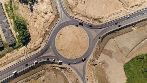High angle view of cars moving on road