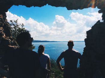 Reflection of people in water