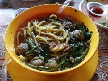 Close-up of soup in bowl