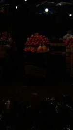 View of market stall at night