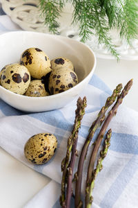 High angle view of dessert in plate on table
