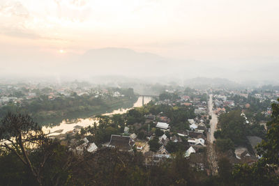 High angle view of townscape against sky