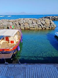 Scenic view of sea against blue sky