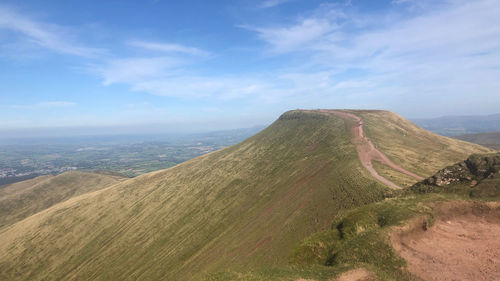 Aerial view of landscape against cloudy sky