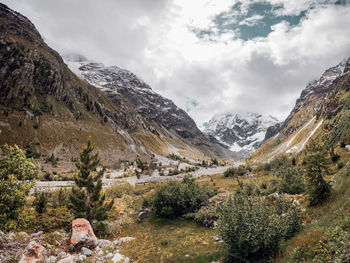 Scenic view of mountains against sky