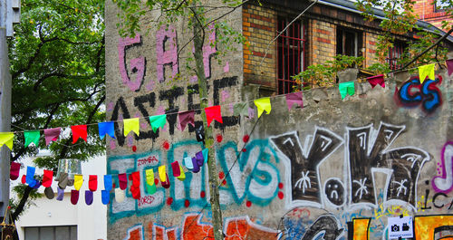 Low angle view of graffiti on building