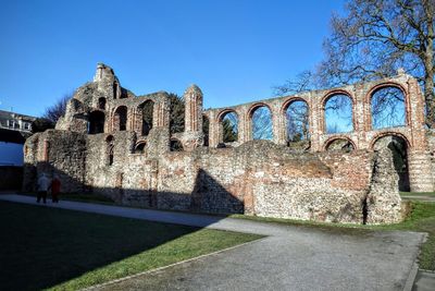 Old ruins against clear blue sky