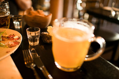 Close-up of coffee served on table at restaurant