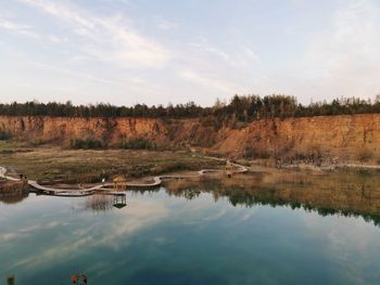 Scenic view of lake against sky