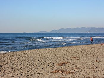 Scenic view of sea against clear sky