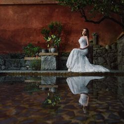 Woman in swimming pool