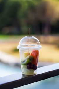 Close-up of drink in glass on table