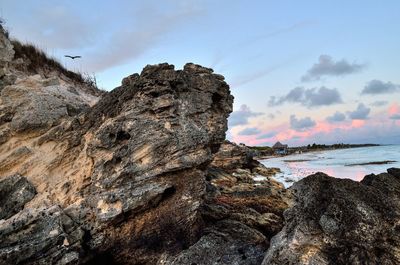 Scenic view of sea at sunset