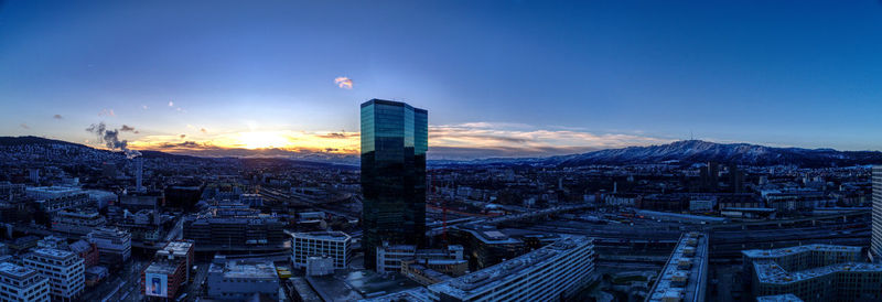 Aerial view of buildings in city