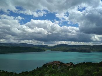 Scenic view of lake against sky